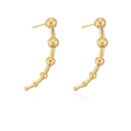 Macro shot of 18K gold plated copper earrings with curved beaded irregular geometry design - Curved Beaded / Gold