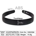 Classic black ABS plastic headband with smooth toothless design measuring 39cm for DIY hair crafts - 2.0CM Non-toothed Black Plain