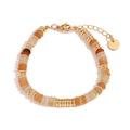 Bracelet en acier inoxydable doré 18K avec perles disques en pierre naturelle orange - Or-Jade Jaune