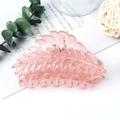 Pink translucent leaf shaped hair claw clip for elegant bun hairstyles in a matte finish - Jelly Peach