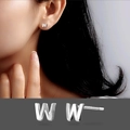 Minimalist S925 sterling silver stud earrings with letter W design for women - Letter W/Pair