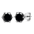 Close-up of S925 sterling silver stamp and 1 carat black moissanite stud earrings - Stud Earrings / 1 Carat x 2 / Black (1CT*2)