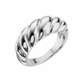 Vintage silver croissant style ring with twisted lava texture in polished steel - Silver / US 7