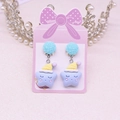 Cute lavender star clip-on earrings with sleeping cap for kids and non-pierced ears - Blue Star