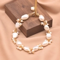 Baroque freshwater pearl bracelet with irregular pearls and golden lobster clasp - Baroque Irregular Pearl Bracelet
