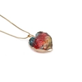 Bunte herzförmige Kristall-Halskette mit goldener Kette und gemischten Harztexturen - Kupfer/Legierung / 40+5cm / Rot Blau Gelb Gemischt - Kupfer