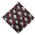 Cotton bandana featuring realistic red roses and white skulls in a gothic style - Rose Green Leaf Skull