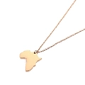 Polished rose gold Africa map pendant necklace made of stainless steel for men and women - Rose Gold (Polished Map Silhouette)