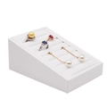 White faux leather jewelry display tray with multi-row ring slots for showcase - White