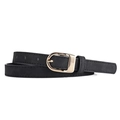 Women's chic black faux suede belt with a golden D-shaped buckle for jeans and dresses - Black