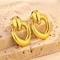 Polished gold geometric earrings with abstract fluid design on a textured stone base - Style 9-Abstract Water Drop Streamline Earrings