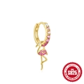 Creolen aus 925er Sterlingsilber mit funkelndem Flamingo-Anhänger und Zirkon-Steinen - Flamingo / Gold
