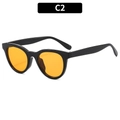 Retro oversized black frame sunglasses with vibrant orange lenses, model C2 style - Black Frame Orange Lens