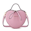 Pink heart-shaped crossbody bag with top handle and gold lettering for women - 20*8*18 / Pink