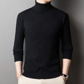 Men's slim fit black turtleneck knitted sweater with elastic long sleeves base layer - M / Black