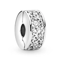 Silver stopper charm with double row pavé crystals for bracelets and necklaces - 022-Stopper (Silver Full Pave)