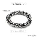 Men's heavy stainless steel snake chain bracelet in vintage silver finish, 220mm length - Steel Color Retro Braided Pattern Keel Chain (KB155325-KJX)