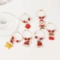 Detalle de 6 identificadores navideños para copas de vino con motivos de esmalte - Juego 2