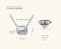 S925 sterling silver necklace with 5x6.5mm emerald cut moissanite in bezel setting - 1 Carat (Chain Length 45cm) / White