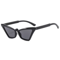 Fashionable black cat eye sunglasses with chic butterfly wing design on a white background - Black Frame Grey Lens