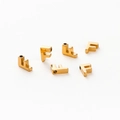 Macro view of six gold-plated letter F charms with smooth finish and 1.8mm holes - Letter F / Gold