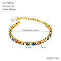 Detalles del brazalete de acero inoxidable chapado en oro 18K con circonitas de colores - Circonita de Colores