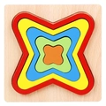 Star-shaped multi-layer wooden nesting puzzle for kids with colorful layers in red and blue - Shape Puzzle-Quadrilateral (JM几何形状-四角形)