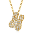 Gold-plated letter H pendant necklace with white cubic zirconia pavé stones - Letter H