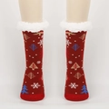 Chaussettes de Noël rouges épaisses avec doublure polaire et motifs de flocons de neige - Taille unique / Sapin Rouge Bleu