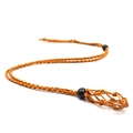 Collana porta cristalli marrone con tasca a rete regolabile e perla nera - Collana / caffè