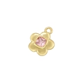Detail of a gold flower pendant featuring a square-cut pink gemstone and a metal loop - VD1532 Gold Pink Zirconia