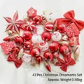Set di 43 decorazioni natalizie in rosso e oro con palline dipinte e fiocchi decorativi - Set di Decorazioni Rosso (43 pezzi/0.98kg)