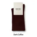 Breathable mid-calf dark coffee cotton socks for women with premium knitted texture - Dark Coffee