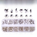 12-vaks doos met heldere kristallen nail art strassteentjes in diverse vormen ZSHZ-214 - Helder Kristal (ZSHZ-214)