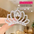 Pettine corona di loto in argento per bambine con strass bianchi lucidi 7x5cm - 8# Pettine per Capelli in Strass a Loto (Medio)