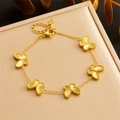 Bracciale a farfalla dorato con goffratura testurizzata a doppia faccia e chiusura a moschettone - Bracciale a Farfalla (B1449)