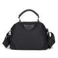 Bolso de tela Oxford negro impermeable con múltiples capas y correa ajustable al hombro - Negro