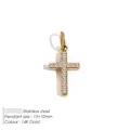 Minimalist 14K gold-plated stainless steel cross pendant with zircon stones, 15x10mm size - Mini Pave Rhinestone Style (AP43158) / 15x10mm
