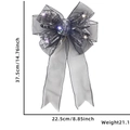 Black mesh Halloween bow with LED lights for festive atmosphere, 37.5cm decorative size - Style A (Colored Light)