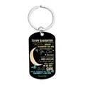 Black stainless steel keychain with butterfly print and dad's love message to daughter - CW0056 Black Gold Blue Text