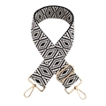Bandoulière réglable à motif losange noir et blanc avec boucles métalliques dorées - Bleu Marine