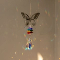 Silver butterfly crystal suncatcher with rainbow prisms for window hanging decor - Butterfly / 36CM