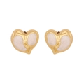 Elegante goldene Herzohrringe mit cremeweißer Emaille-Füllung in modernem Design - 4# Weiß