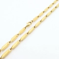Cadena de eslabones prismáticos largos bañada en oro con cierre de mosquetón seguro - 60CM / Dorado
