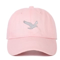 Rosa Baumwoll-Baseballkappe mit grauer Adler-Stickerei und vorgebogenem Schirmdesign - Verstellbar / Rosa