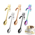 Cucchiaini da caffè a forma di gatto in acciaio inox 304 in cinque colori per tazze - Cucchiaio Gatto Appeso 11,5 cm [Acciaio 304] / Oro