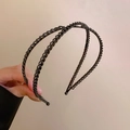 Diadema de doble cadena negro mate con diseño cruzado en X minimalista para mujer - Estilo de Cadena de Doble Capa / Negro mate