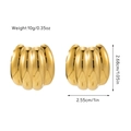 Detailed view of gold plated geometric earrings with size measurements and weight - Mirror Wave Cocoon Shape
