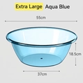 Extra large aqua blue transparent plastic washbasin with 55cm diameter and thick design - Extra Large / Aqua