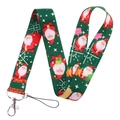 Laccetto verde Babbo Natale con fiocchi di neve e gancio in metallo per telefono e badge - Babbo Natale verde scuro (Solo cordino)